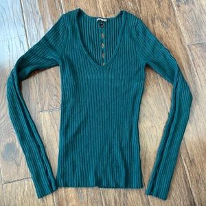 Express green sweater unique stitching